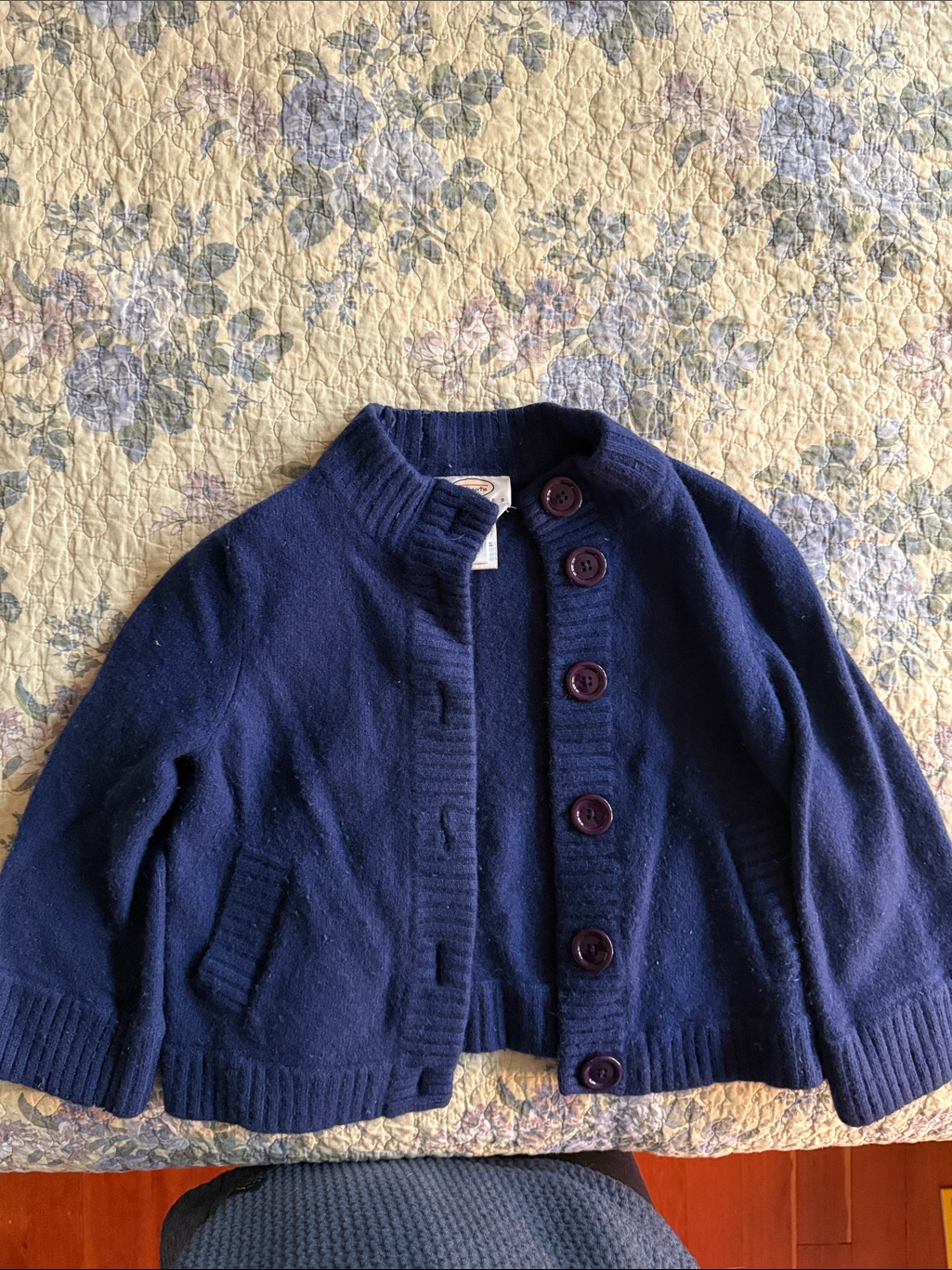 Talbots Cashmere Blend Classic Navy Button Down Cardigan